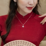 Dây chuyền bạc Việt Nam thoi rỗng hoa đá