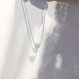 Dây chuyền bạc Việt Nam tim phồng đá nhỏ