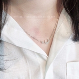 Dây chuyền bạc Việt Nam trăng khuyết ổ đá miết