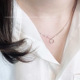 Dây chuyền bạc Việt Nam tròn rỗng cạnh bốn viên đá