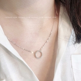 Dây chuyền bạc Việt Nam tròn rỗng đá