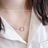 Dây chuyền bạc Việt Nam tròn rỗng đá dẹt