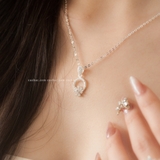 Dây chuyền bạc Việt Nam tròn rỗng đá hoa đá