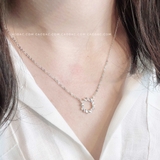 Dây chuyền bạc Việt Nam tròn rỗng đá so le