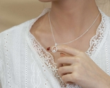 Dây chuyền bạc Việt Nam tròn rỗng đá tim trơn