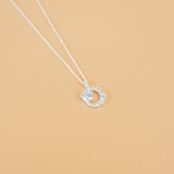 Dây chuyền bạc Việt Nam tròn rỗng ổ đá sáu chấu