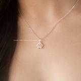 Dây chuyền bạc Việt Nam vương miện full đá mini