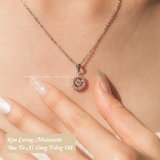 Dây chuyền bạc Việt Nam xi vàng trắng đính kim cương Moissanite 4 li Sunset Glow