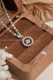 Dây chuyền bạc Việt Nam xi vàng trắng đính kim cương Moissanite 4 li Sunset Glow