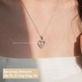 Dây chuyền bạc Việt Nam xi vàng trắng đính kim cương Moissanite 4,5 li Ocean Heart