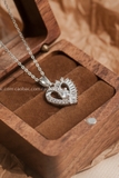 Dây chuyền bạc Việt Nam xi vàng trắng đính kim cương Moissanite 4,5 li Ocean Heart