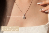 Dây chuyền bạc Việt Nam xi vàng trắng đính kim cương Moissanite 5 li Blooming
