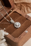 Dây chuyền bạc Việt Nam xi vàng trắng đính kim cương Moissanite 5 li Blooming