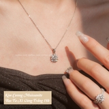 Dây chuyền bạc Việt Nam xi vàng trắng đính kim cương Moissanite 5 li Vintage