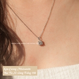 Dây chuyền bạc Việt Nam xi vàng trắng đính kim cương Moissanite 6 li Daisy