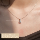 Dây chuyền bạc Việt Nam xi vàng trắng đính kim cương Moissanite 6 li Rose