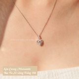 Dây chuyền bạc Việt Nam xi vàng trắng đính kim cương Moissanite 6 li Stone Heart
