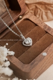 Dây chuyền bạc Việt Nam xi vàng trắng đính kim cương Moissanite 6 li Stone Heart