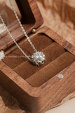 Dây chuyền bạc Việt Nam xi vàng trắng đính kim cương Moissanite 6 li Sunflower
