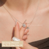 Dây chuyền bạc Việt Nam xi vàng trắng đính kim cương Moissanite 6 li Victoria