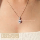 Dây chuyền bạc Việt Nam xi vàng trắng đính kim cương Moissanite 6 li Violet