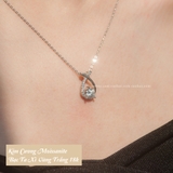 Dây chuyền bạc Việt Nam xi vàng trắng đính kim cương Moissanite 6,5 li Ariel