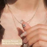 Dây chuyền bạc Việt Nam xi vàng trắng đính kim cương Moissanite 7 li Classy