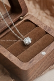 Dây chuyền bạc Việt Nam xi vàng trắng đính kim cương Moissanite 7 li Classy