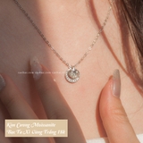Dây chuyền bạc Việt Nam xi vàng trắng đính kim cương Moissanite 7 li Moonstar