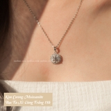 Dây chuyền bạc Việt Nam xi vàng trắng đính kim cương Moissanite 9 li Sunshine