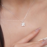 Dây chuyền bạc Việt Nam bốn lá đá một cánh trơn