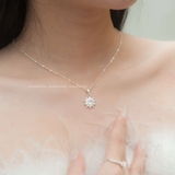 Dây chuyền bạc Việt Nam hoa hướng dương đính đá