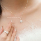 Dây chuyền bạc Việt Nam mặt trời ổ đá viền đá