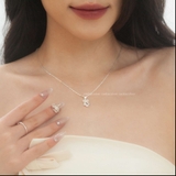 Dây chuyền bạc Việt Nam nơ tim đá