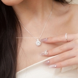 Dây chuyền bạc Việt Nam ổ đá to viền đá