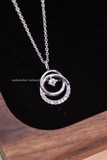 Dây chuyền bạc Việt Nam xi vàng trắng 18k đính kim cương Moissanite 2.5li Double Circle