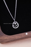 Dây chuyền bạc Việt Nam xi vàng trắng 18k đính kim cương Moissanite 2.5li Double Circle