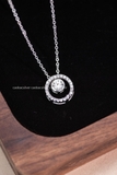 Dây chuyền bạc Việt Nam xi vàng trắng 18k đính kim cương Moissanite 4.5li Circle