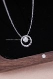 Dây chuyền bạc Việt Nam xi vàng trắng 18k đính kim cương Moissanite 4.5li Circle