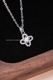 Dây chuyền bạc Việt Nam xi vàng trắng 18k đính kim cương Moissanite 4li Four-petal Flower