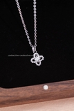Dây chuyền bạc Việt Nam xi vàng trắng 18k đính kim cương Moissanite 4li Four-petal Flower