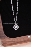 Dây chuyền bạc Việt Nam xi vàng trắng 18k đính kim cương Moissanite 4li Square Stone