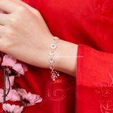 Lắc tay bạc Việt Nam tròn rỗng tròn đá sole