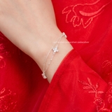 Lắc tay bạc Việt Nam hai dây hoa đá bốn cánh