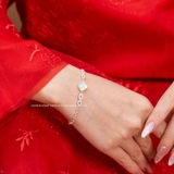 Lắc tay bạc Việt Nam bốn lá xoắn đá xà cừ vô cực