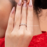 Nhẫn bạc Việt Nam hai hàng đá viền đá chữ nhật