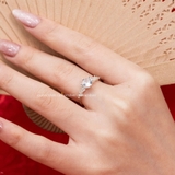 Nhẫn bạc Việt Nam ổ đá sáu chấu cạnh đá mini