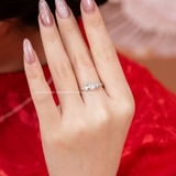 Nhẫn bạc Việt Nam ổ đá sáu chấu cạnh lá đá