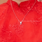 Dây chuyền bạc Việt Nam xi vàng trắng 18k đính kim cương Moissanite  hồ ly tim