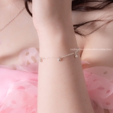 Lắc tay bạc Việt Nam tim trơn ổ đá rơi